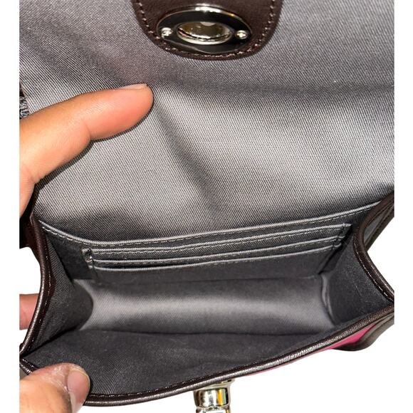 Coach Fuchsia Pink Brown Turn Lock Legacy Mini Crossbody 48022 Bag Purse - Picture 7 of 13